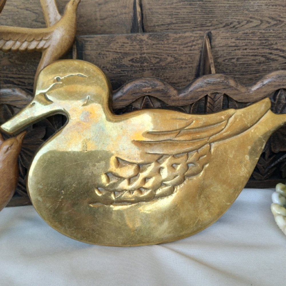 Vintage Solid Brass Duck Trivet